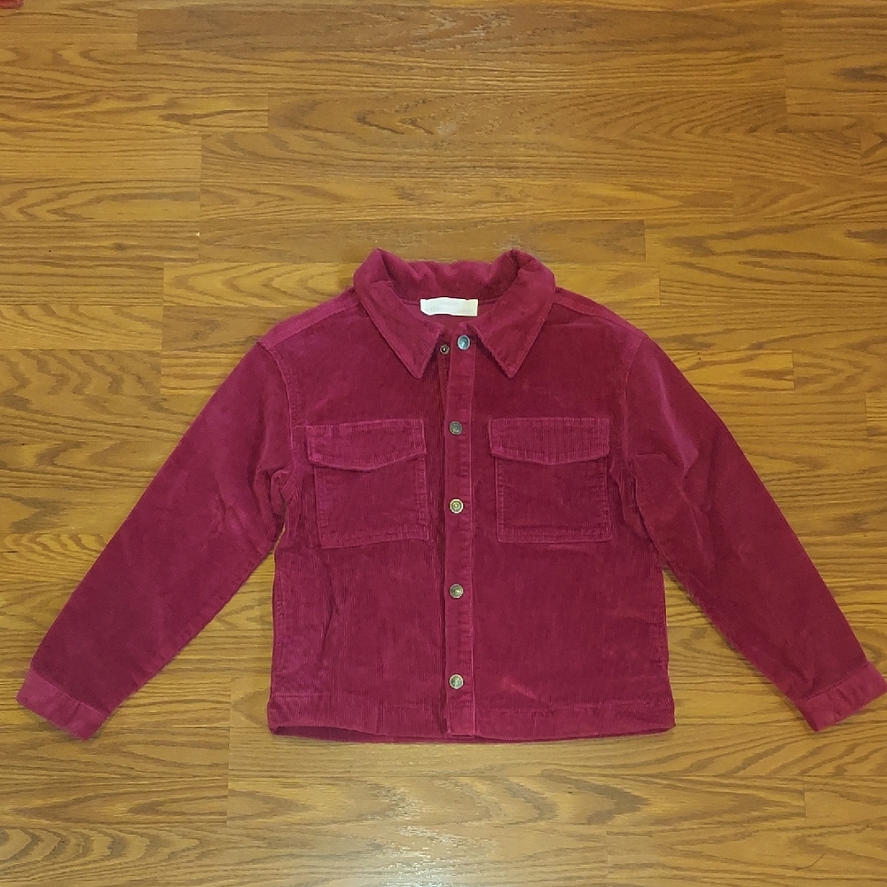 Kids Maroon Corduroy Shacket